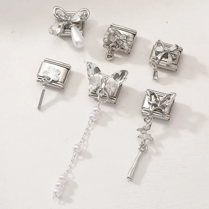 Y2K Elegant Original Design Butterfly Stars Pendant Italian Charm Links Fit 9mm Stainless Steel Bracelet Women DIY Making Gifts image 6