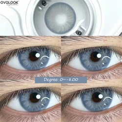 OVOLOOK-1 Pair Blue&Green Lenses Colored Eyeglass Lenses Bright Beauty Pupils Eye Color Lenses Myopia With Diopter Fashion Lens