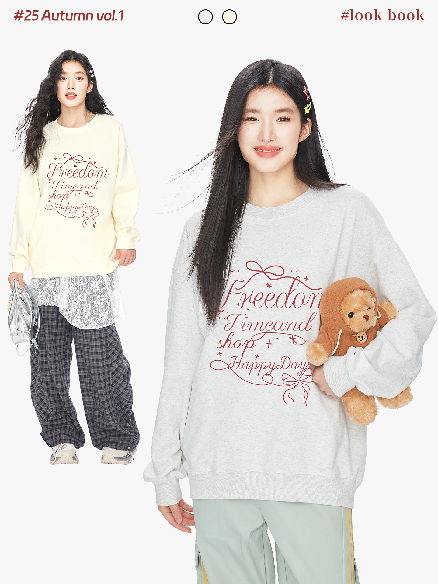 

Cisas Handwritten Red Letter Print round Ne Sweatirt Women's Autumn Winter College Sle Cute Top FreedomXspaceX Brand