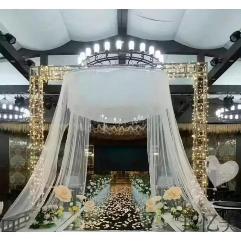 

Wedding Stage Top Arrangement Swiss Mesh Iron Ring Ceiling Hanging Decor Elegant Wedding Supplies For Hotel Hall Special Events