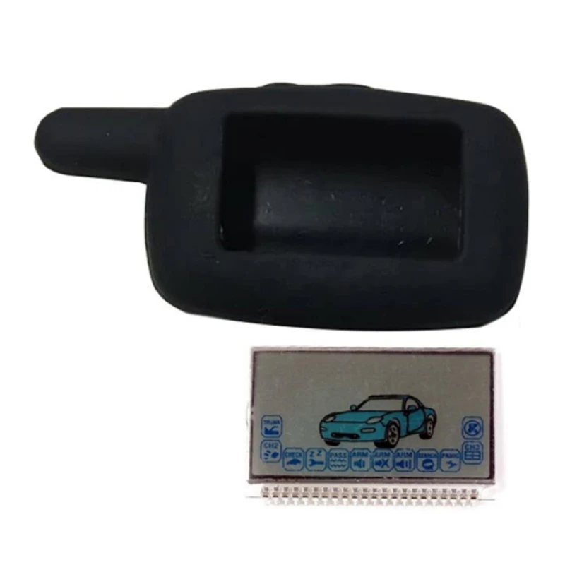 A6 LCD Display with Metal Feet + Silicone Key Case Body Cover For Two Way Car Alarm Starline A6 lcd Remote Control Key