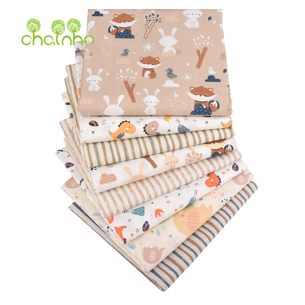 Chainho,Printed Twill Weave Cotton Fabric,DIY Quilting Sewing Material,Home Handmade Textile,Patchwork Cloth,Cartoon Series,25C7