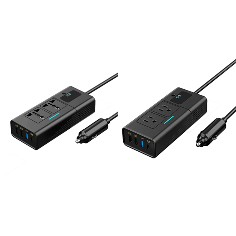 

ABKJ-200W Автомобильный инвертор постоянного тока 12 В в переменный ток PD QC3.0 4 порта USB двойной автомобильный инверторный адаптер питания