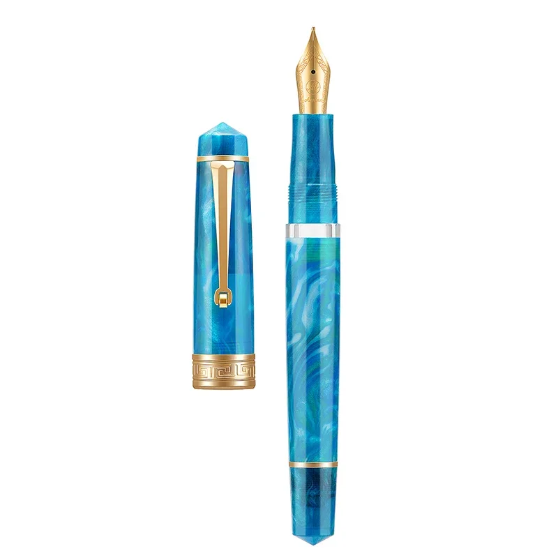 Imagem -04 - Asvine P20 Piston Filling Fountain Pen Caneta Luxo Elegante Acrílico Clipe Dourado ef f m Nib Escritório Escola Artigos de Redação Papelaria