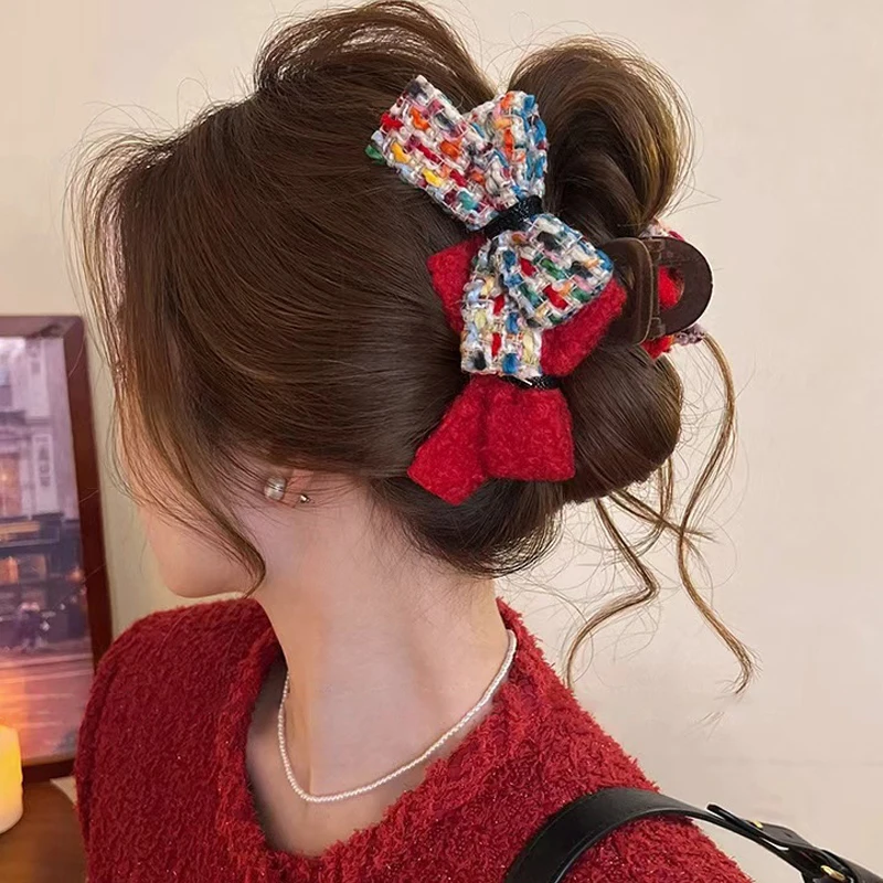 

Ретро-заколка для волос с двумя бантиками из шерсти, большой дизайн в виде акулы для женщин и девочек