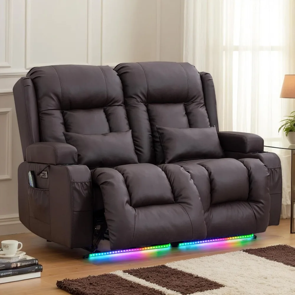 

Recliner Sofa - Home Theater Seating with Massage & Heat Faux Leather RV Recliner Loveseat Sofa