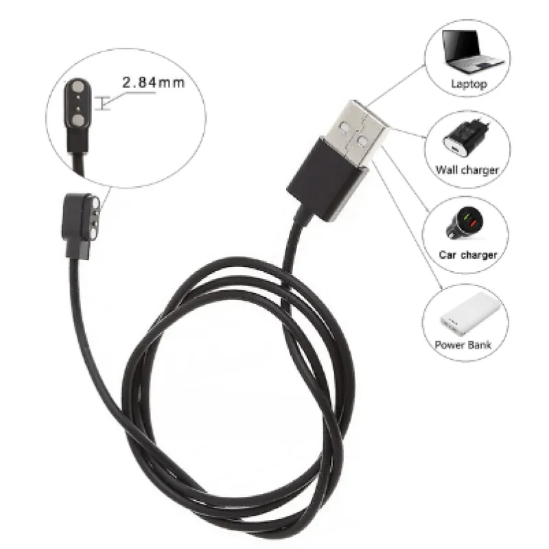 Cabo de carga magnético forte universal, 2 pinos/4 pinos, linha de carregamento usb, corda compatível com relógios inteligentes, acessórios