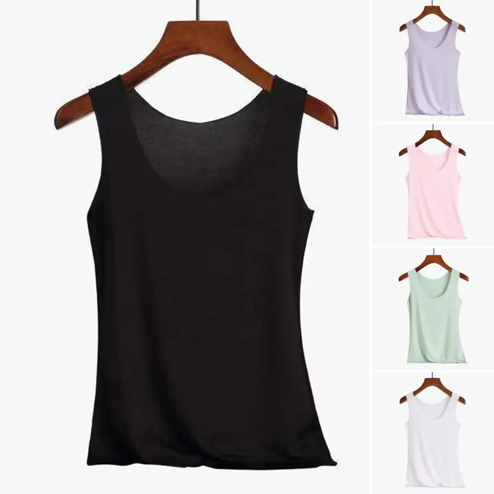 

Women Vest Seamless Round Neck Elastic Sleeveless Pullover Soft Breathable Bottoming Camisole Lady Summer Sports Top Tank Top