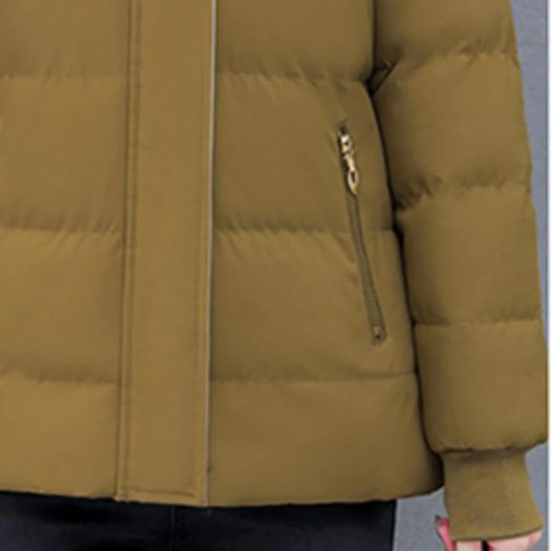 Abrigos cálidos de invierno para mujer, chaqueta acolchada corta con capucha y forro polar, Parkas gruesas y cálidas, ropa de gran tamaño, prendas de vestir holgadas para nieve para mujer