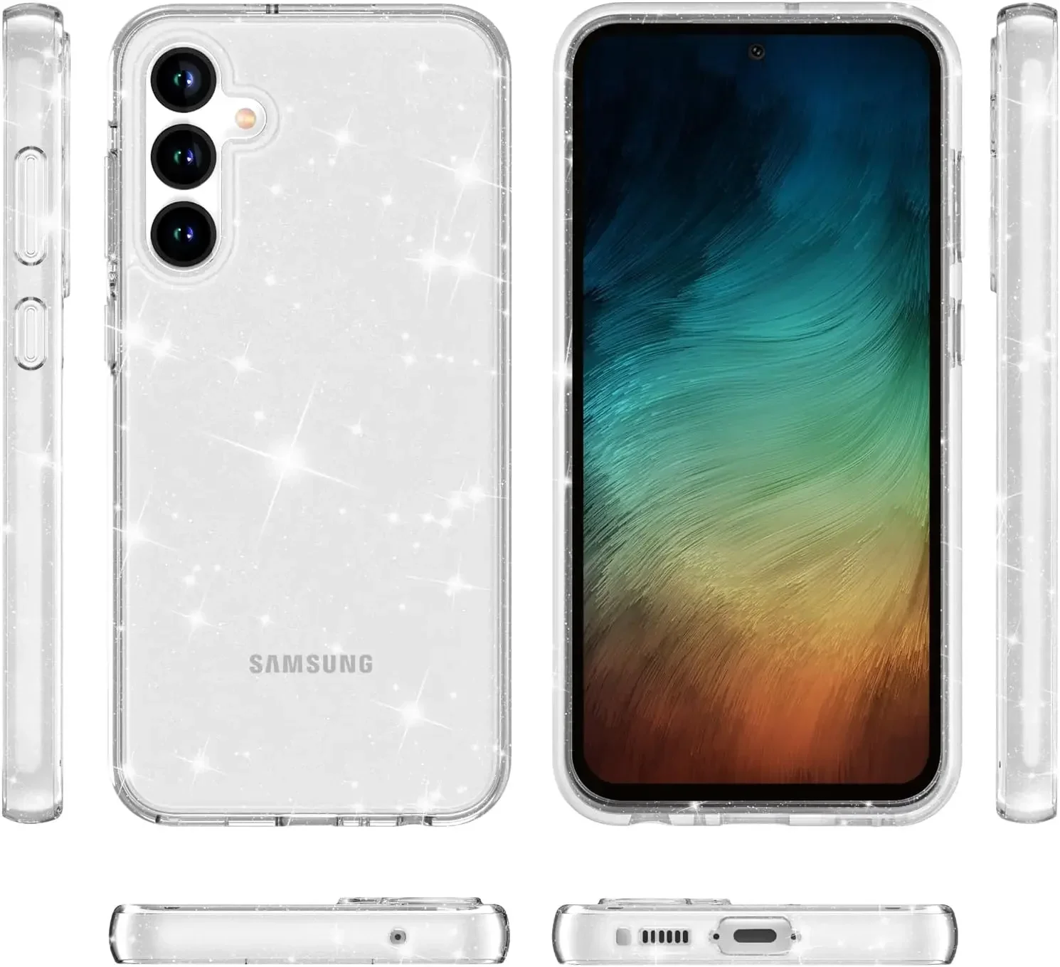 Блестящий чехол для Samsung Galaxy A55 A35 A25 A15 5G S25 S24 Ultra S23 FE S22 Plus S21 S20 Note 20 A13 A14 A32 A33 A34 A52 A53 A54