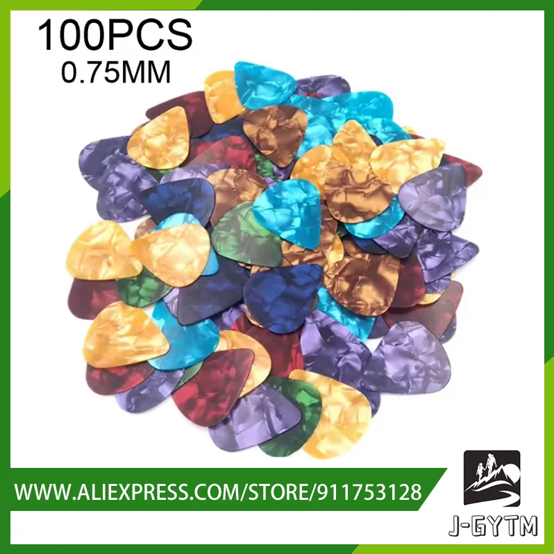 100Pcs Guitar Picks Alice Acoustic Electric Bass Pic Plectrum Mediator Guitar Bass Accessories 0.75mm Random Colors