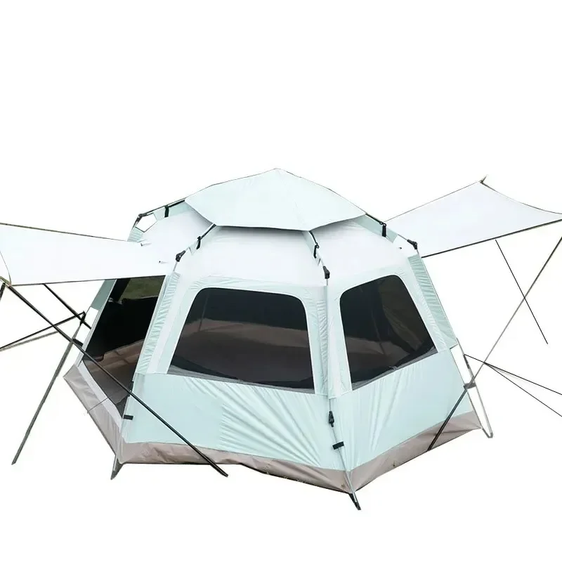 6 Person Stick Hexagonal Waterproof Kids Girls Play Camping Accessories Automatic Tent