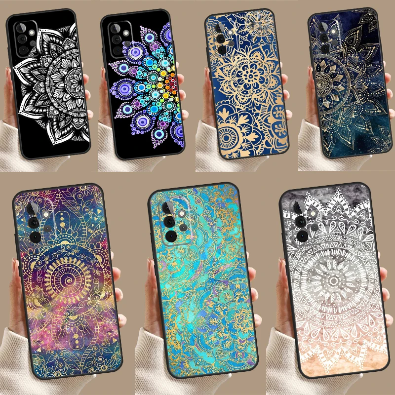 Eleganckie etui Mandala Floral Design dla Samsung Galaxy A13 A33 A53 A15 A25 A35 A55 A54 A34 A14 A71 A51 A12 A32 A52 Cover