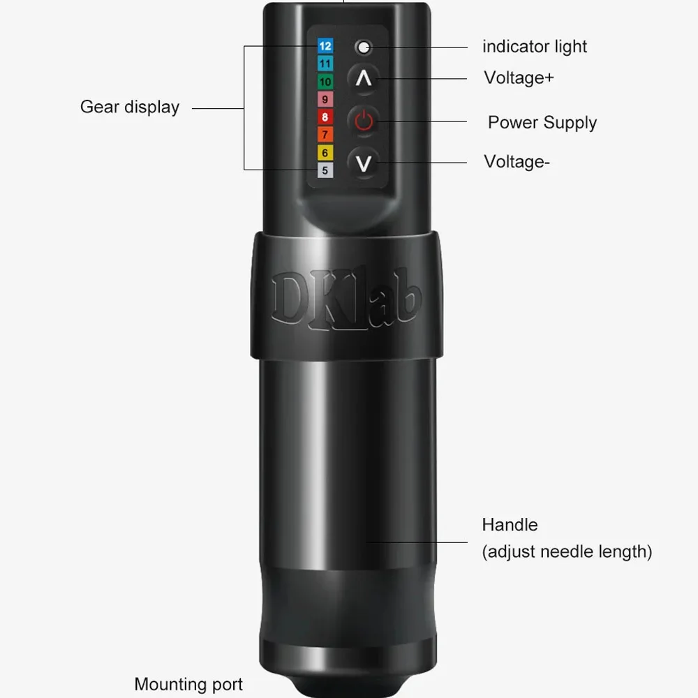 Hurtownia 3.5 / 4.0mm Stroke DKlab DK-W1 Pistolet do tatuażu Dostosowany silnik Bezprzewodowa bateria Pióro do maszynki do tatuażu