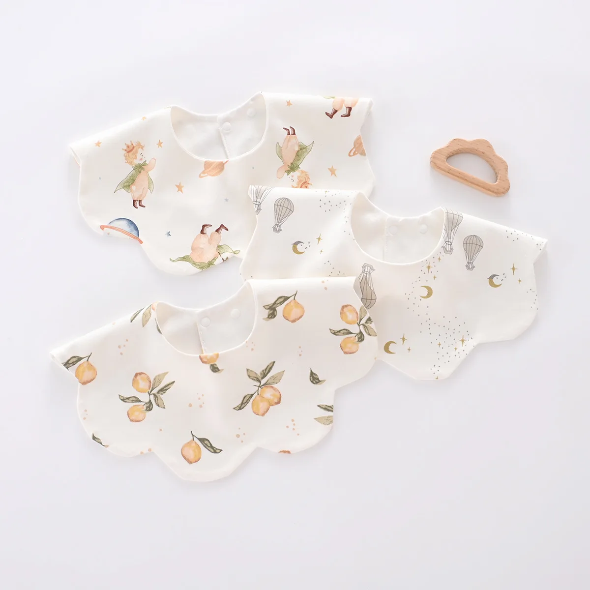 

Baby Bib - 100% Cotton Waterproof Drool Cloth Newborn 360-Degree Extra-Large Absorbent Bib Feeding Bib