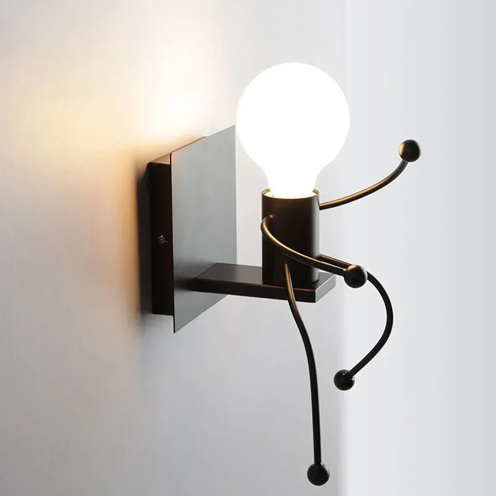 Creative Wall Light Modern Simple Little Man Bedside Lamp Sconce Indoor Decor Hanging Lighting for Children Bedroom LED