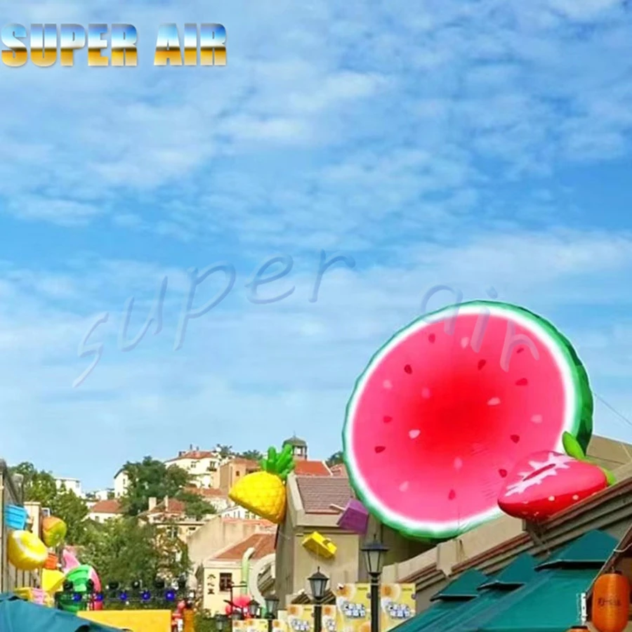 Bonito diseño, modelo de fruta inflable artificial vívida, sandía inflable para decoración de construcción