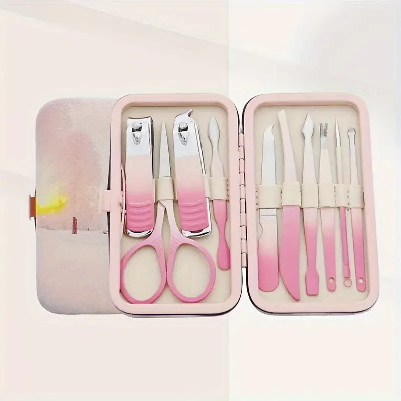 7/10/13/19pcs Nail Clippers Manicure Tool Set, With Portable Travel Case, Cuticle Nippers And Cutter Kit, Professional Nail Clip