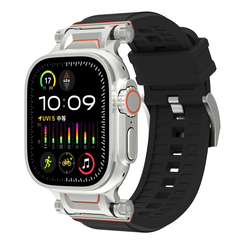 애플 워치용 실리콘 루프 스트랩 남성용 스포츠 밴드, 아이워치 시리즈 9, 8, 7, 6, 5, 4, Se, 26mm 너비, 46mm, 울트라 1, 2, 49mm, 45mm, 44mm