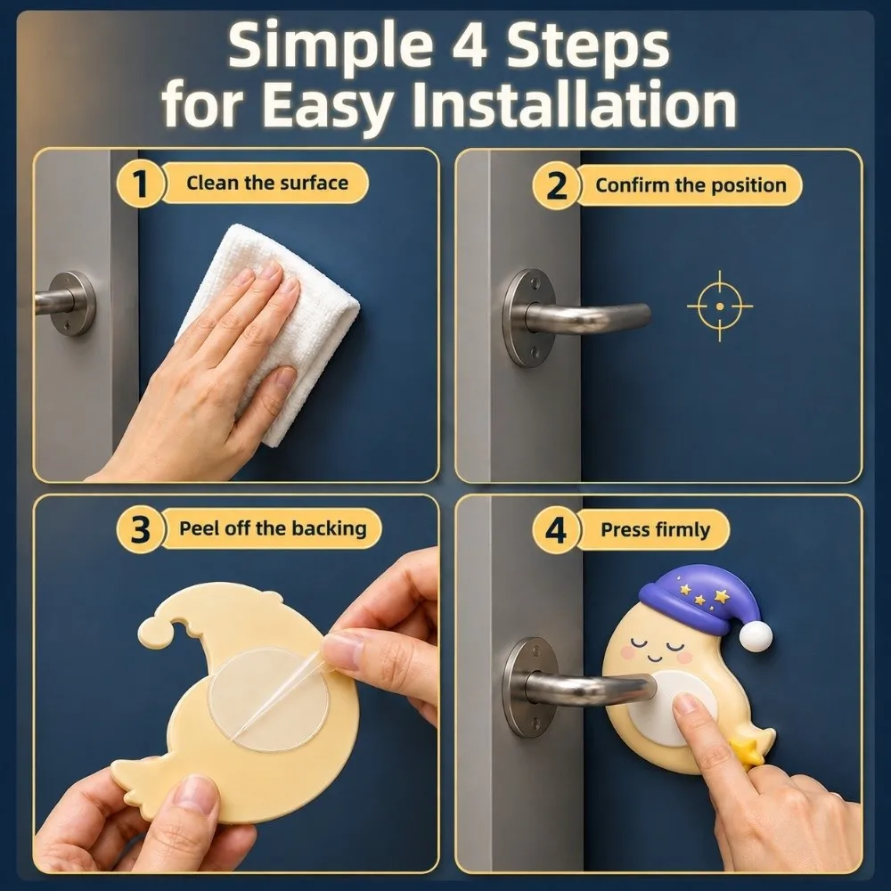 Soft PVC Door Stopper Bumper Self Adhesive 12mm Thick Wall Protector Bumper Silent Shock Absorption Moon Star Cloud Astronaut