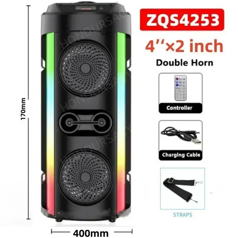 HIFI Bocinas Bluetooth Dual 8 inch High Power RGB Color Flash Party Outdoor Portable Subwoofer Speaker 3D Surround Sound Karaoke