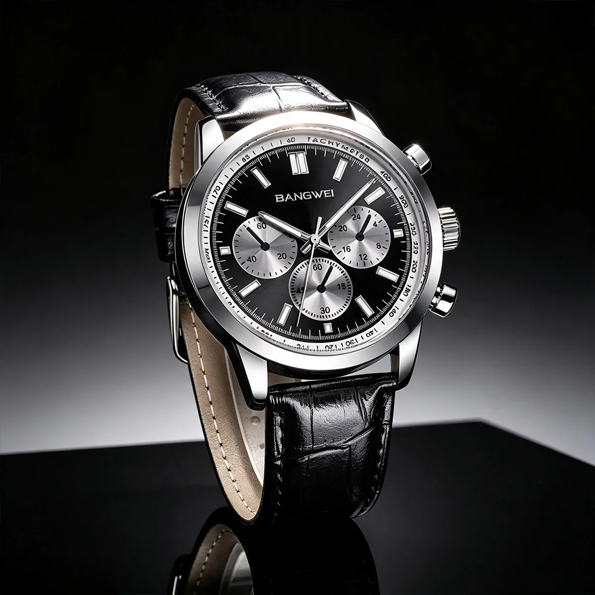 BANGWEI Simple Quartz Man Watch Brand Fashion Luxury Leather Strap Wristwatch Waterproof Chronograph Classic Relogio Masculino