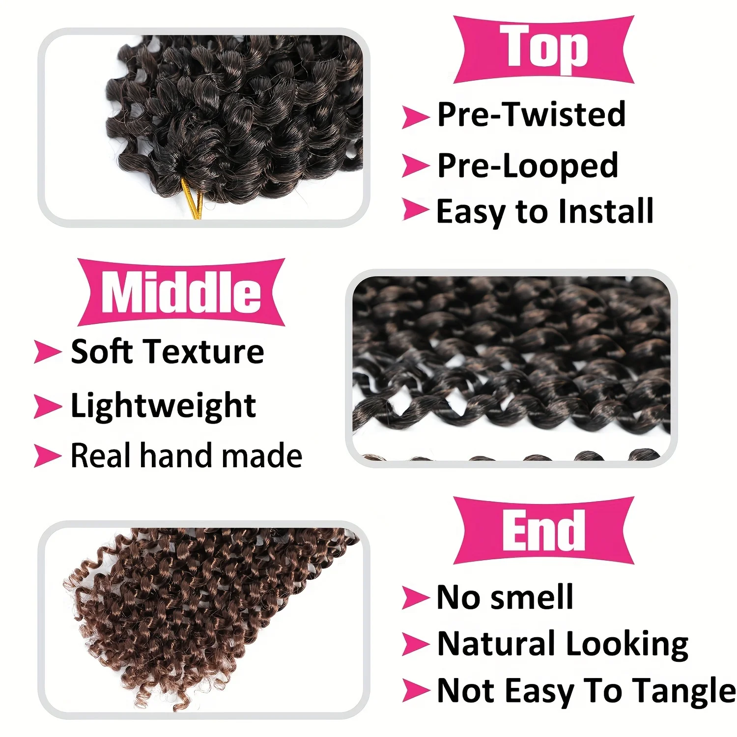 ผมถักเปียแบบแพชชั่นทวิสต์ ลอนน้ำ แบบโครเชต์ ผมยาวสไตล์โบฮีเมียน สำหรับถักเปียแบบแพชชั่นทวิสต์ ทำจากเส้นใยสังเคราะห์