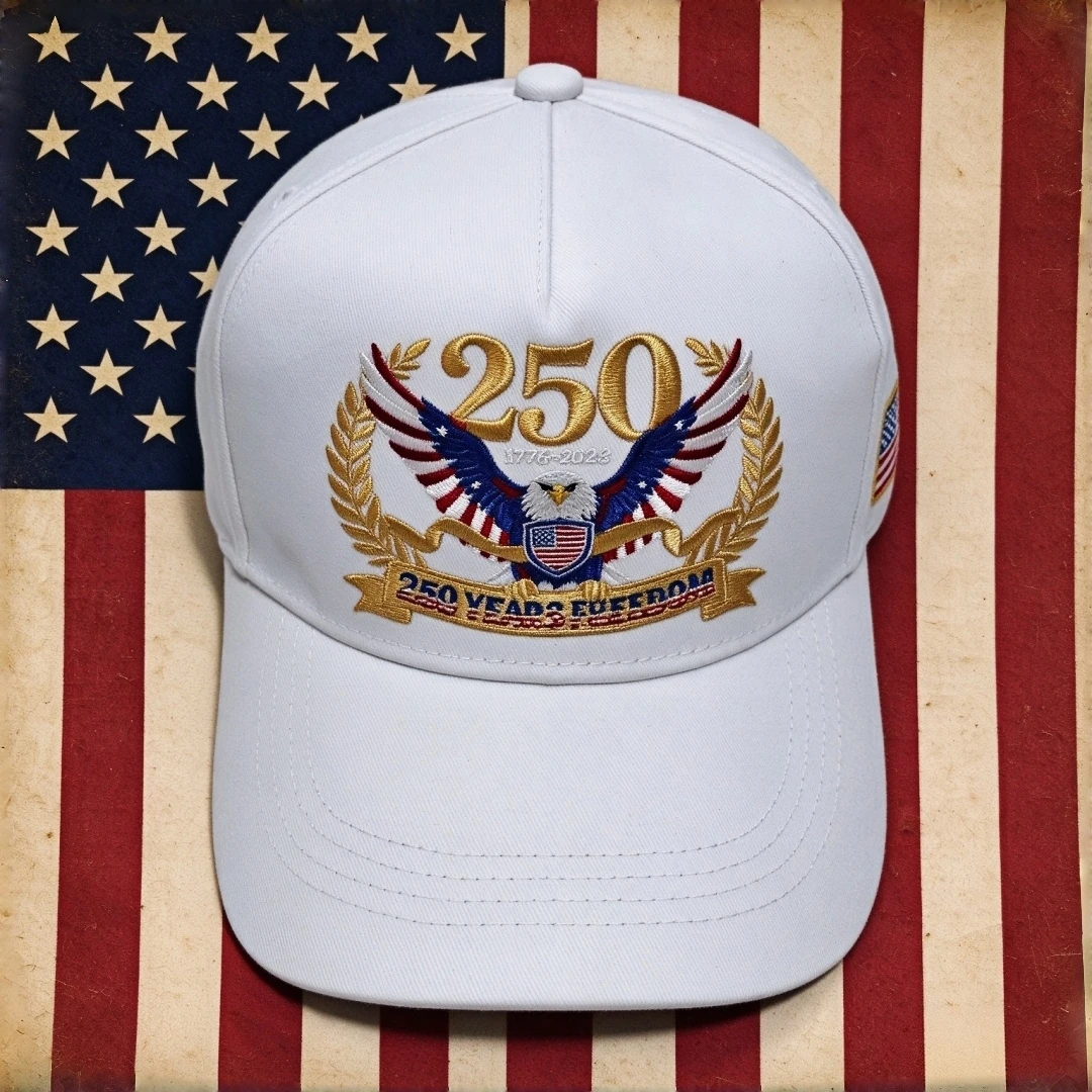 USA 250 Years Freedom Eagle Embroidery Baseball Cap 1776-2026 Patriotic American Flag Adjustable Trucker Hat Men Women Outdoor C