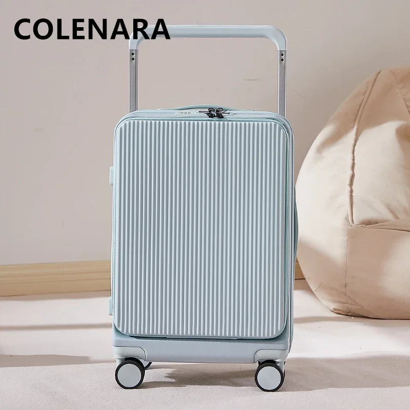 COLENARA Gepäck mit Rädern, vorne öffnender Laptop-Boarding-Koffer, USB-Lade-Trolley, 20 Zoll, 22 Zoll, 24 Zoll, 26 Zoll Kabinenkoffer