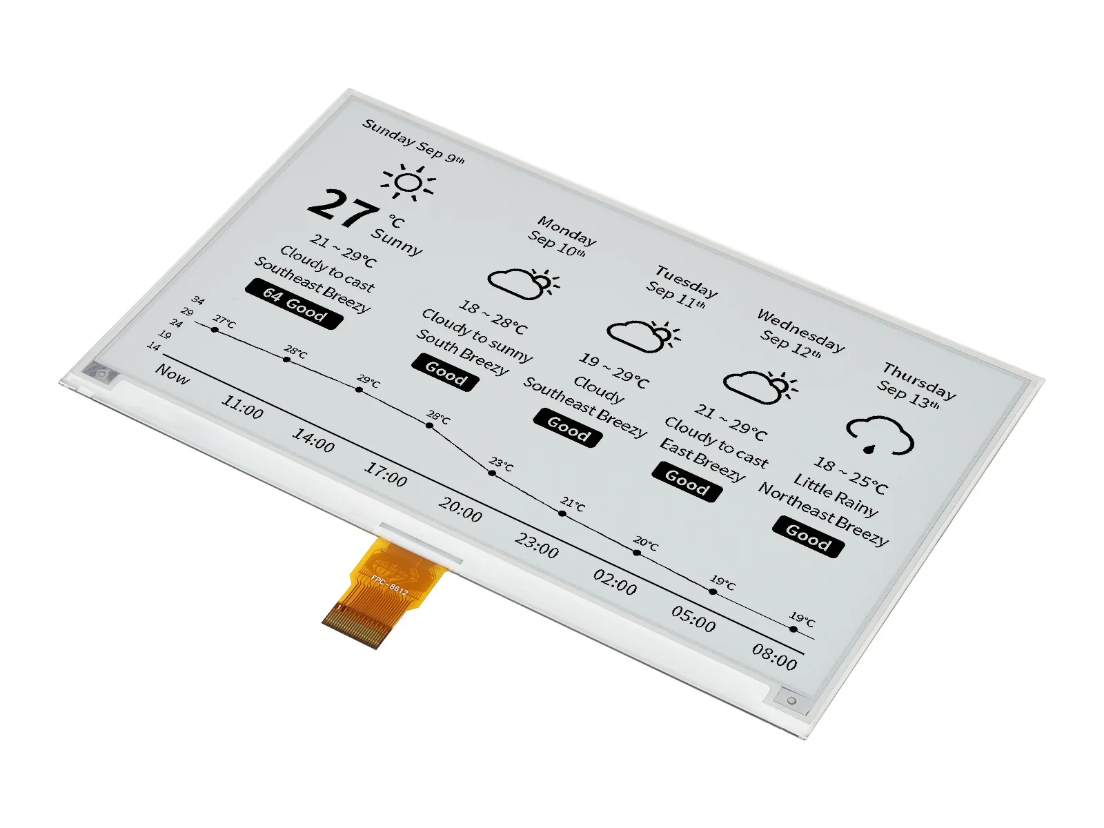 Módulo de exibição de tinta eletrônica Waveshare de 7,5 polegadas para Raspberry Pi Pico, 800 × 480 pixels, preto/branco, interface SPI