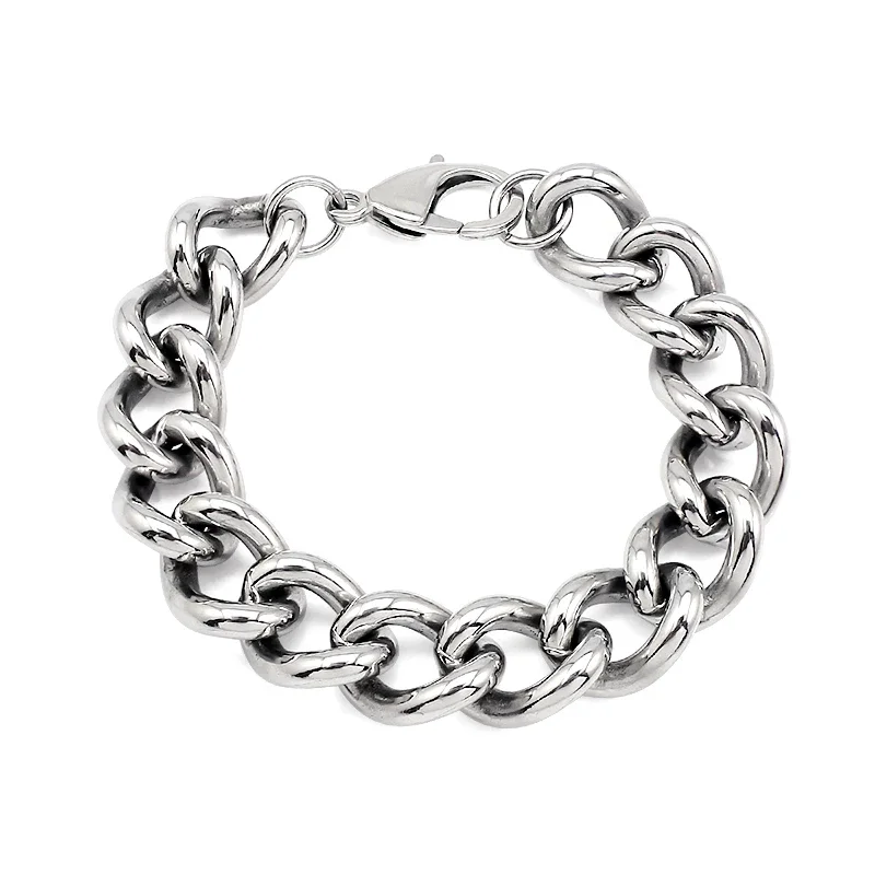 Stainless Steel thick bracelet Unisex Fashion novelity Multiple length bangle Silver Chunky lobster clasps Chain Jewelry pulsera