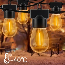 15M S14 LED ogrodowa lekki sznurek światła festynowe Cafe wesele uliczne łańcuchy świetlne dekoracja bożonarodzeniowa