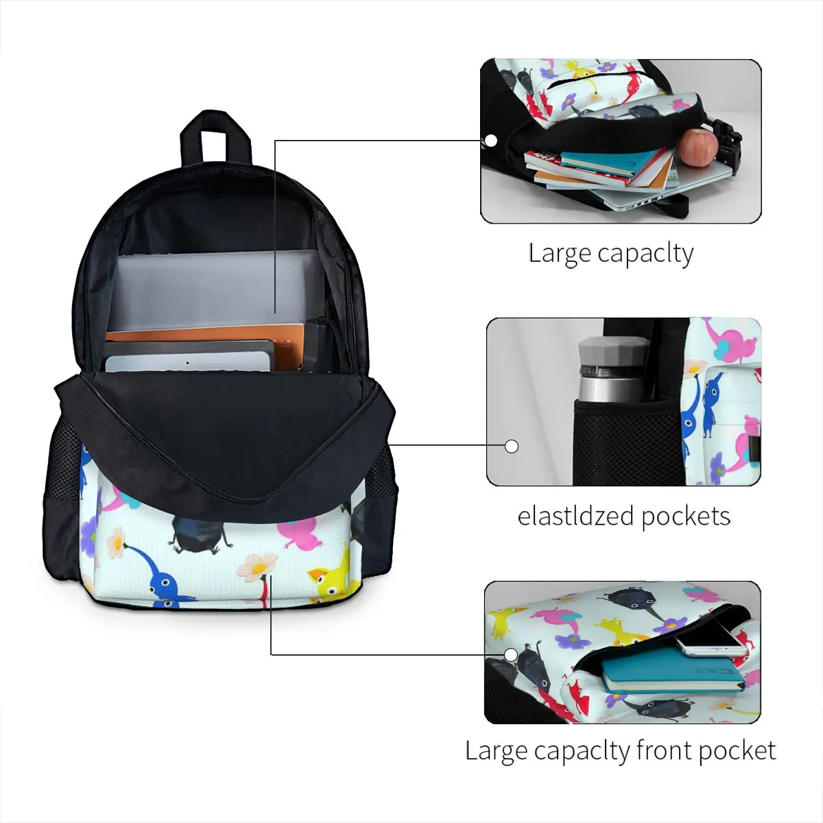 Pikmin Rucksäcke Jungen Mädchen Bücher tasche Kinder Schult aschen Cartoon Kinder Rucksack Reise Rucksack Umhängetasche große Kapazität