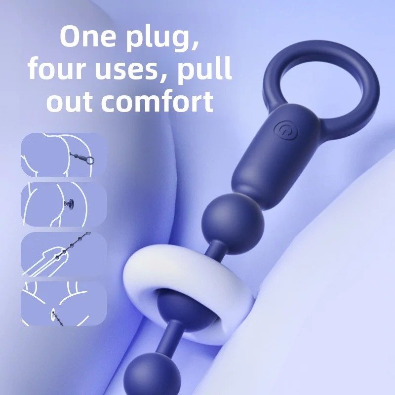 قوية تهتز الشرج الخرز بعقب المكونات مع سحب الخرز تصميم لينة سيليكون جهاز تدليك للبروستاتا للمبتدئين التدريب الشرجي Se #5