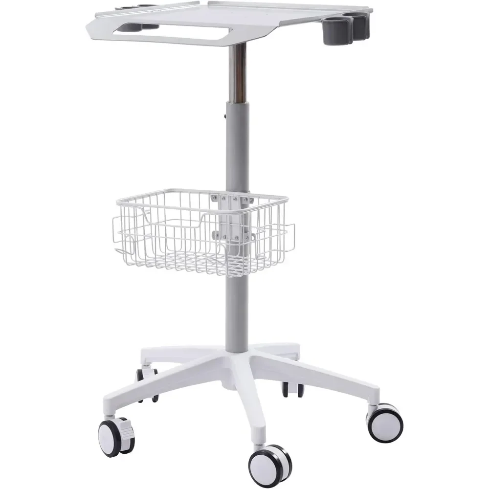 Medical Cart with Wheels,Height Adjustable Mobile Trolley Cart Stainless Steel Rolling Lab Utility Cart with  Large Tabletop