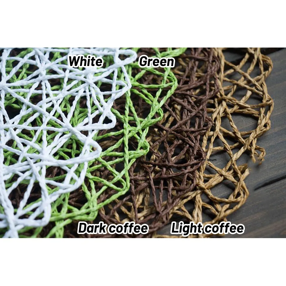 Straw Cup Pad 38cm for White Deep Coffee Light Coffee Rural Table 2pcs Tablewares Accessories Decoration Straw