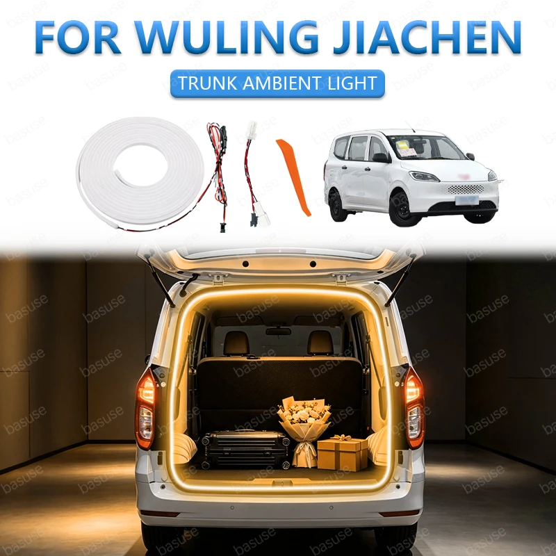 FOR WULING JIACHEN Rear Trunk Light LED Surround Light Silicone Light Modification Light Yellow White Car Accessories