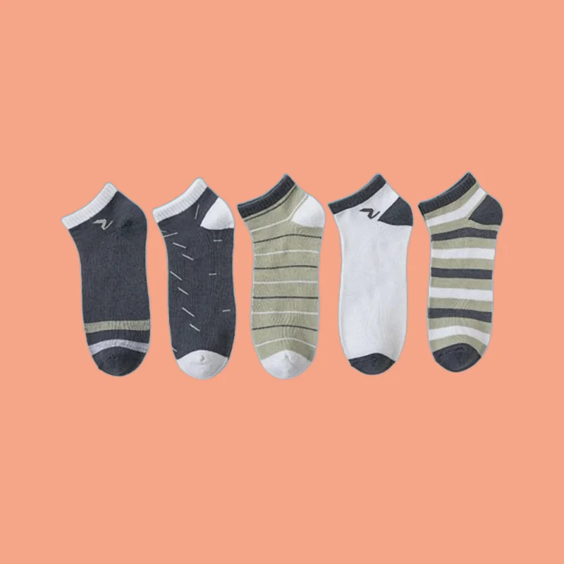 

5/10/15 Pairs High Quality All-match Trendy College Style Casual Socks Men's Spring And Summer Socks Brown Striped Cotton Socks