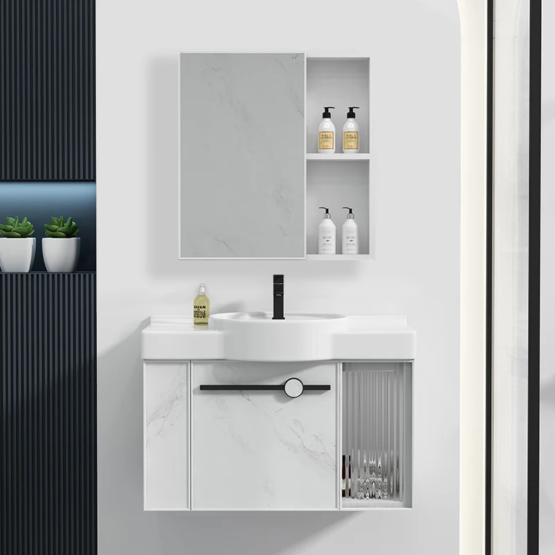 Modern simple space aluminum bathroom cabinet toilet wash basin cabinet combination washbasin balcony wash table small apartment