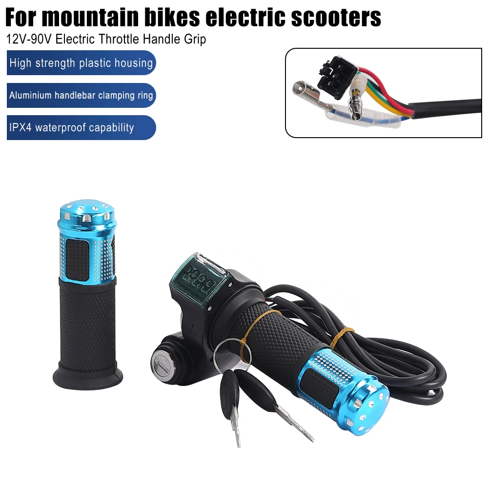 12V-90V Handgriff-Geschwindigkeitsregler mit LED-Digitalanzeige, Spannungsanzeige, Verriegelungsschalter, universell für Elektroroller – Detail 1