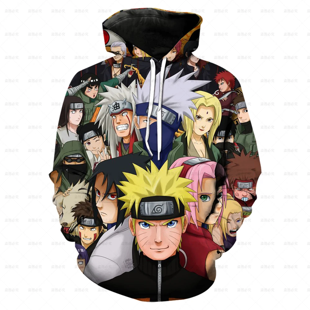 

2025 New Japanese Anime Naruto Men's Hoodie 3D Printed Uzumaki Naruto Pattern Children's Hoodie Fashion Street Casual Pullover