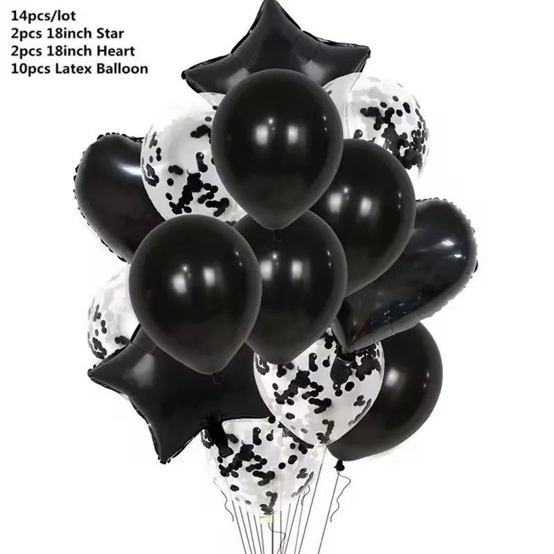 14 Stück Herz-Stern-Folienballons mit Latex-Konfetti-Ballons für Geburtstags- und Hochzeitsfeier-Dekorationen – Detail 4