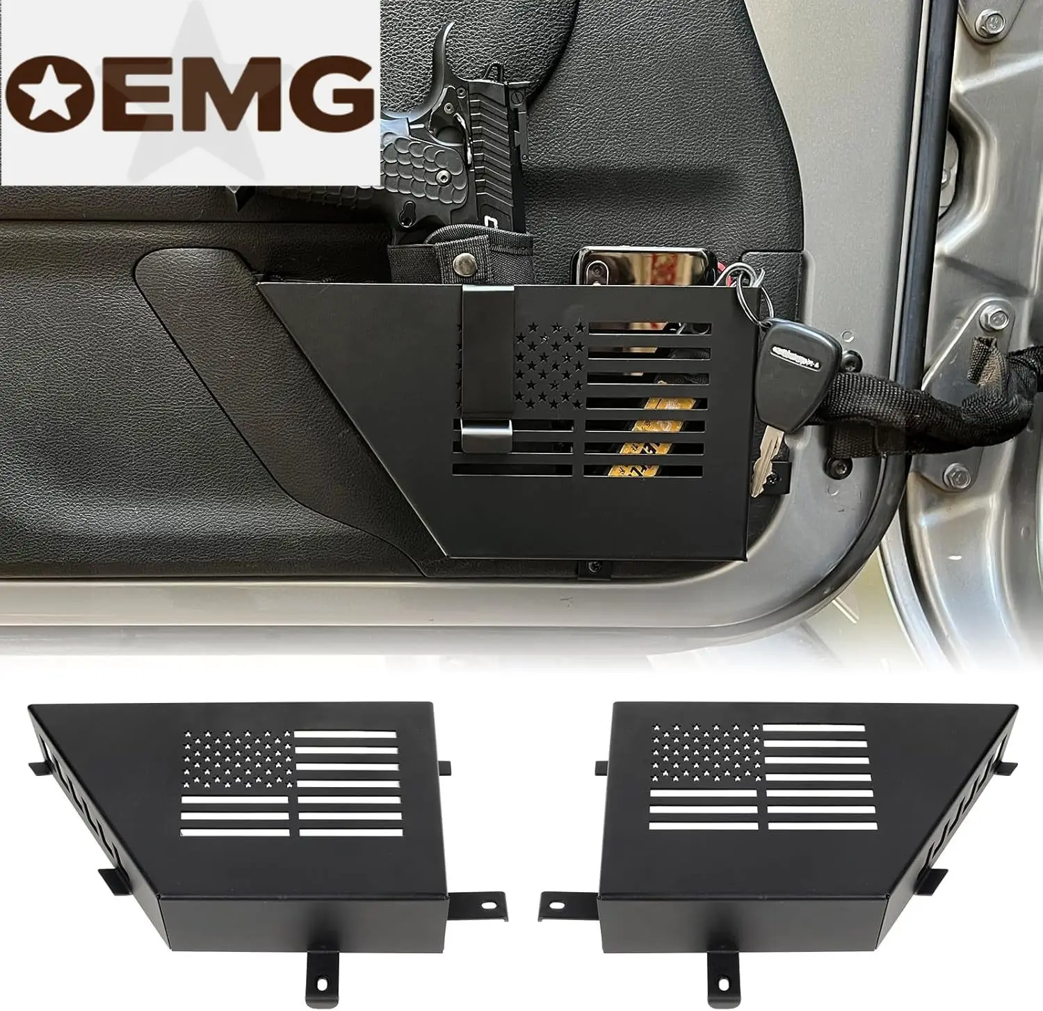 

Metal Front Door Storage Box, Door Side Insert Organizer Box Pockets for 2007-2018 Jeep Wrangler JK 2/4 Door 2pcs（Front）