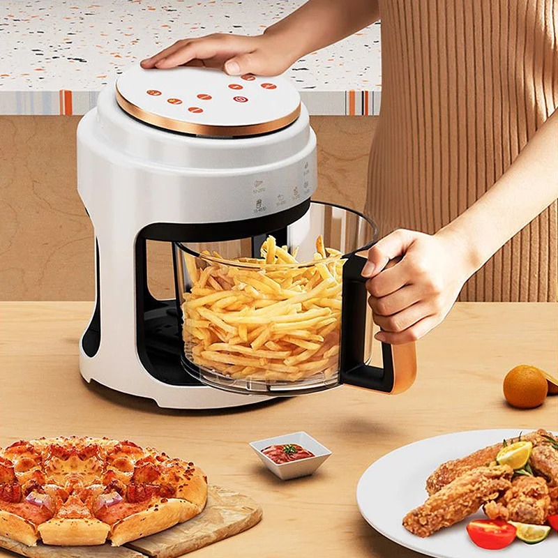 220V Visual Air Fryer 4L Capacity Oil-free Electric Fryer Automatic Household 360°Baking LED Touchscreen Deep Fryer without Oil