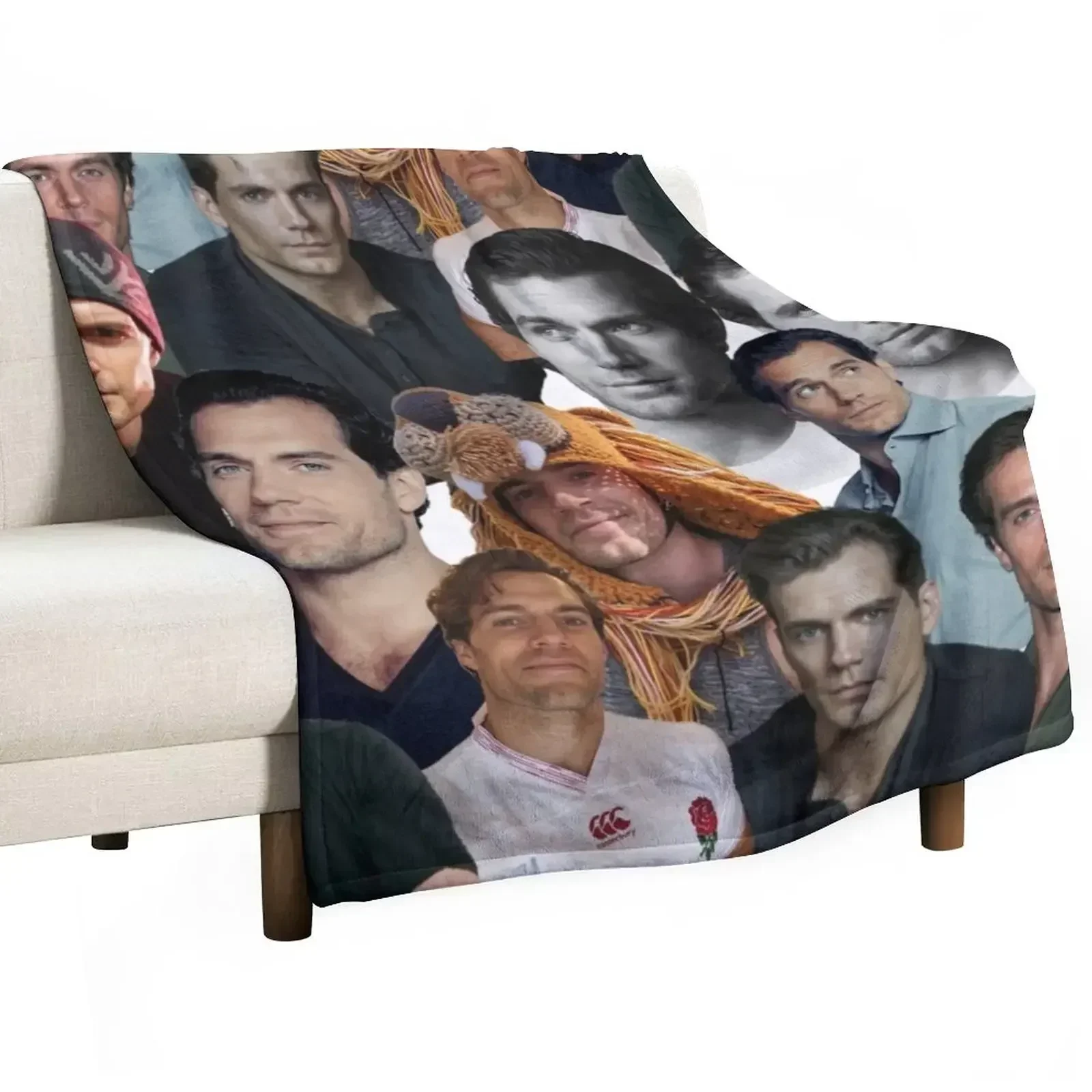 

henry cavill photo collage Throw Blanket Personalized Gift Flannel Fabric halloween Blankets