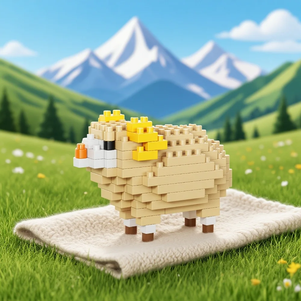 Micro Zoo Building Blocks Sheep Animal Set 3D Model, Desktop Farm Scene Decor for Kids Room, Delightful Gift for Animal Lovers