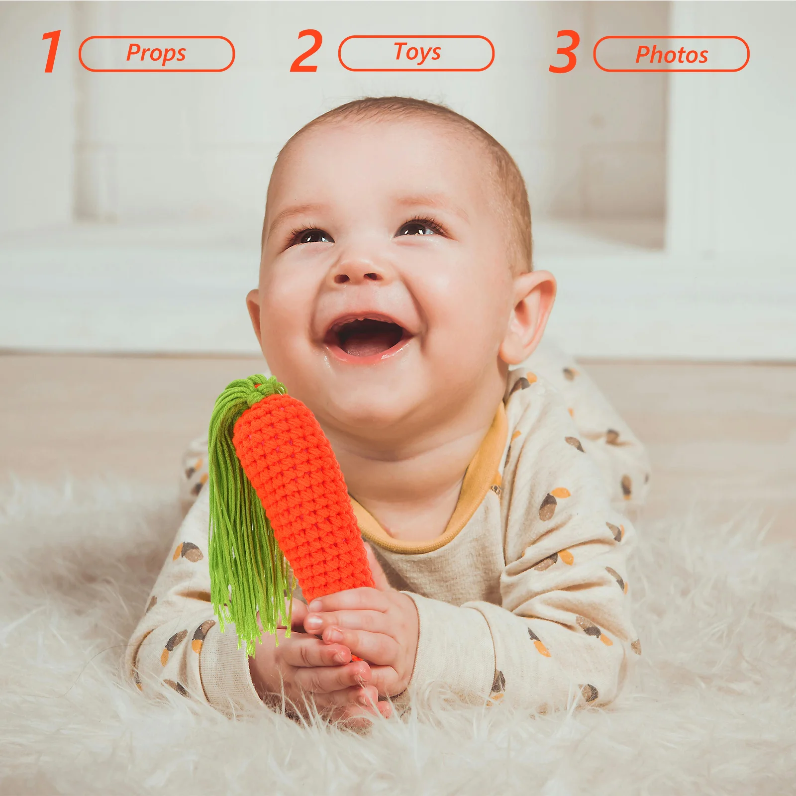 

Crochet Knit Carrot Baby Kids Woolen Yarn Photography Props Handmade Photo Souvenir Decoration Crochet Carrot Knit Fruit