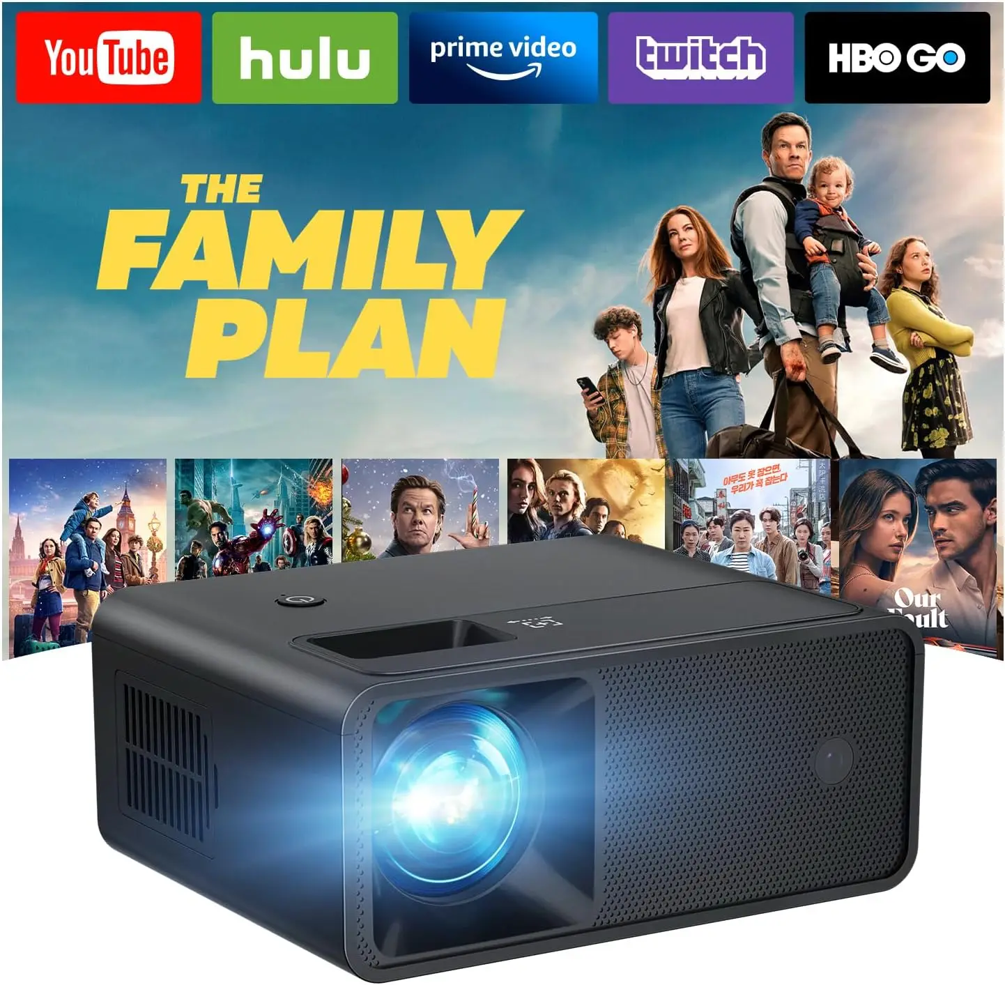 

Mini Projector, Full HD 1080P, Portable Movie Projector, Compatible with iOS/Android/Windows/TV Stick/USB/HDMI