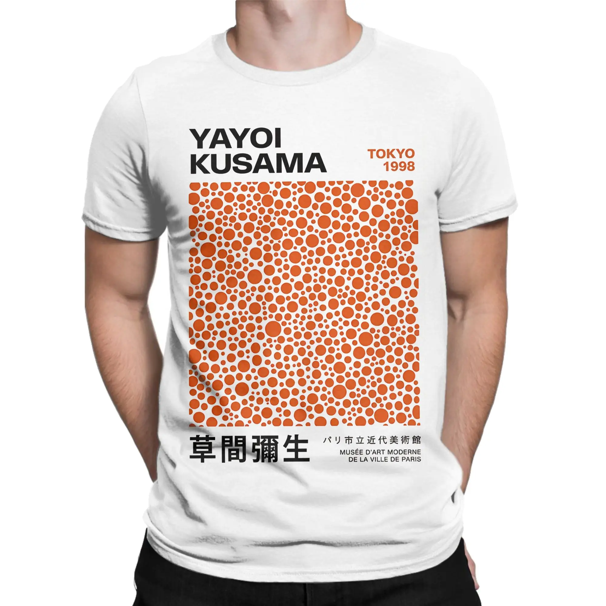 Yayoi Kusama Orange Infinity Nets Poster 1998 Polka Dot Tokyo Red Orange Decor T Shirt Summer T-Shirts Pure Cotton Tee Shirt