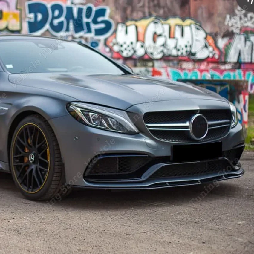 

Car Front Bumper Lip Diffuser Spoiler Gloss Black For Mercedes-Benz C-class C205 C63 C63s Only AMG 2015-2022 Gloss Black